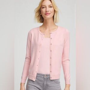 CHICOS CREWNECK CARDIGAN SIZE CHICOS 2 MISSES MEDIUM /12 IN PINK NWT!